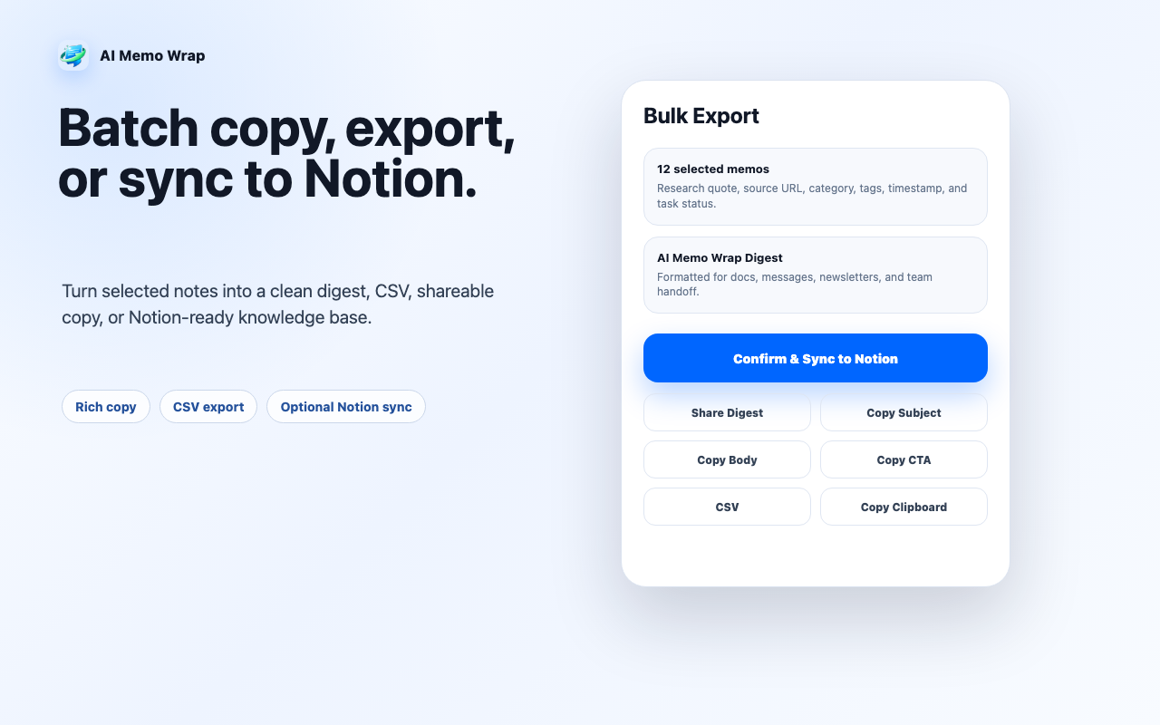 Batch copy export or sync to Notion